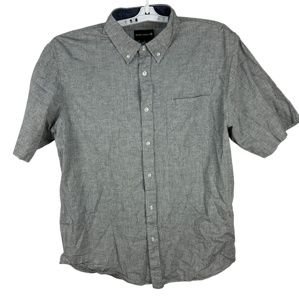 Ocean Current Mens Short Sleeve Button-Up Shirt Size XL Gray Cotton